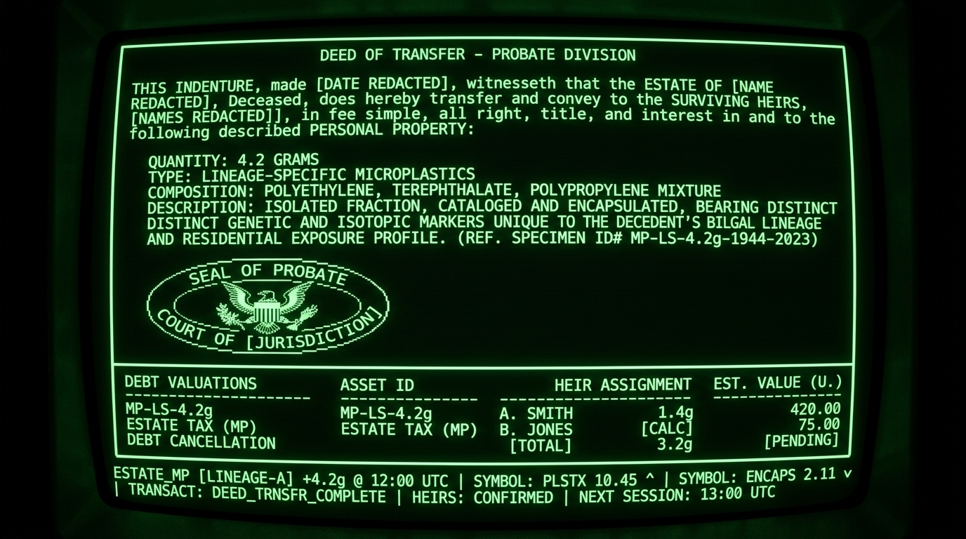 Last Will & Biodegradable Trust Agreement (Teletype Render)