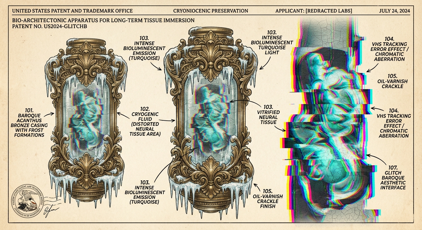 PROTOTYPE-SPECIMEN: Vitrified Neuro-Canister in Rococo Immersion Pod